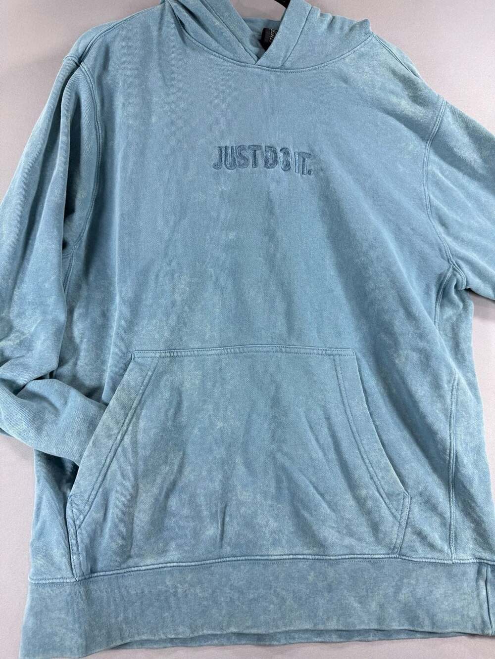 Nike Men's Just Do It Washed Pullover Hoodie Cerulean Blue Size L CJ4566-424